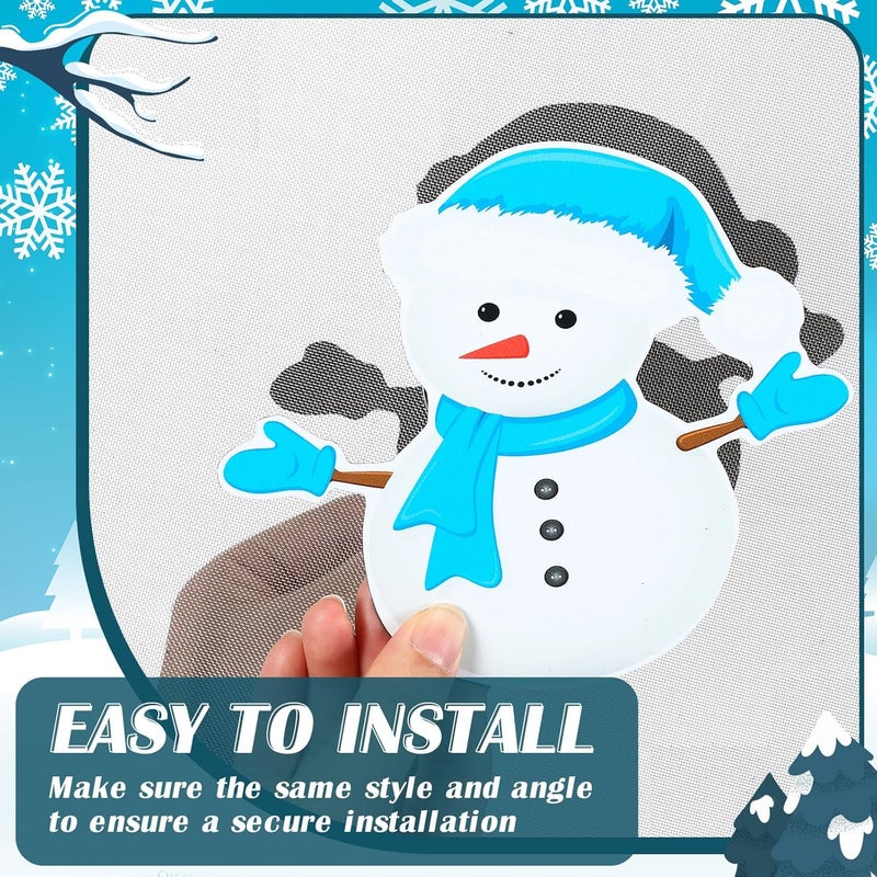 Konohan 12 Pcs/6 Pairs Winter Snowflake Screen Door Magnets Snowman Double Sided Screen Door Magnet Flexible Protector Decorative Screen Magnets for Window Screen Sliding Doors - Image 3